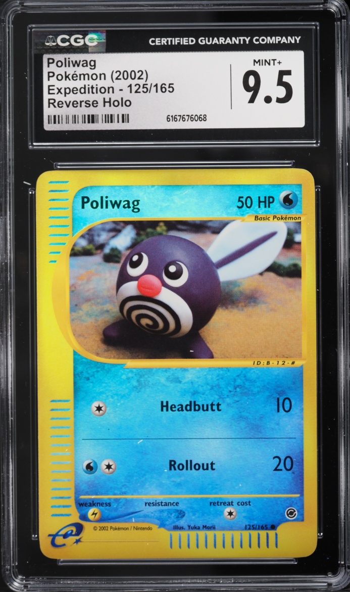 2002 Pokemon Expedition Reverse Holo Poliwag #125 CGC 9.5 MINT+