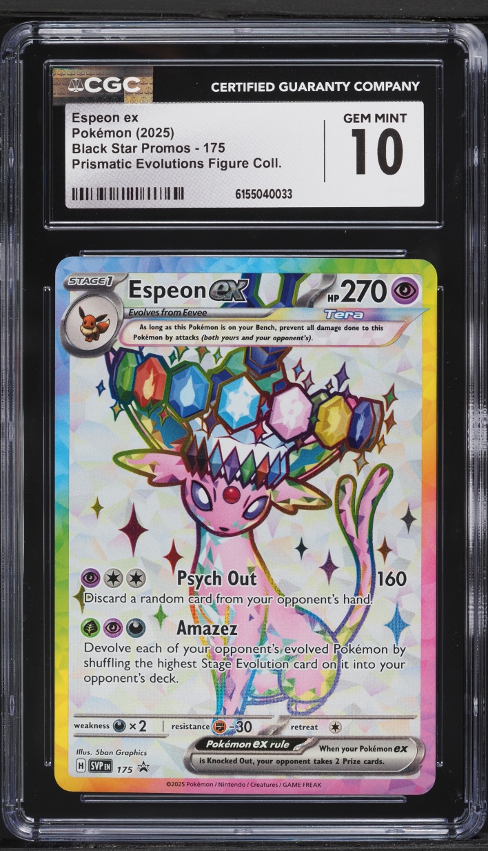 2025 #175 Espeon Ex CGC 10 Pokemon Scarlet & Violet Promo Prismatic Evolutions Figure Full Art