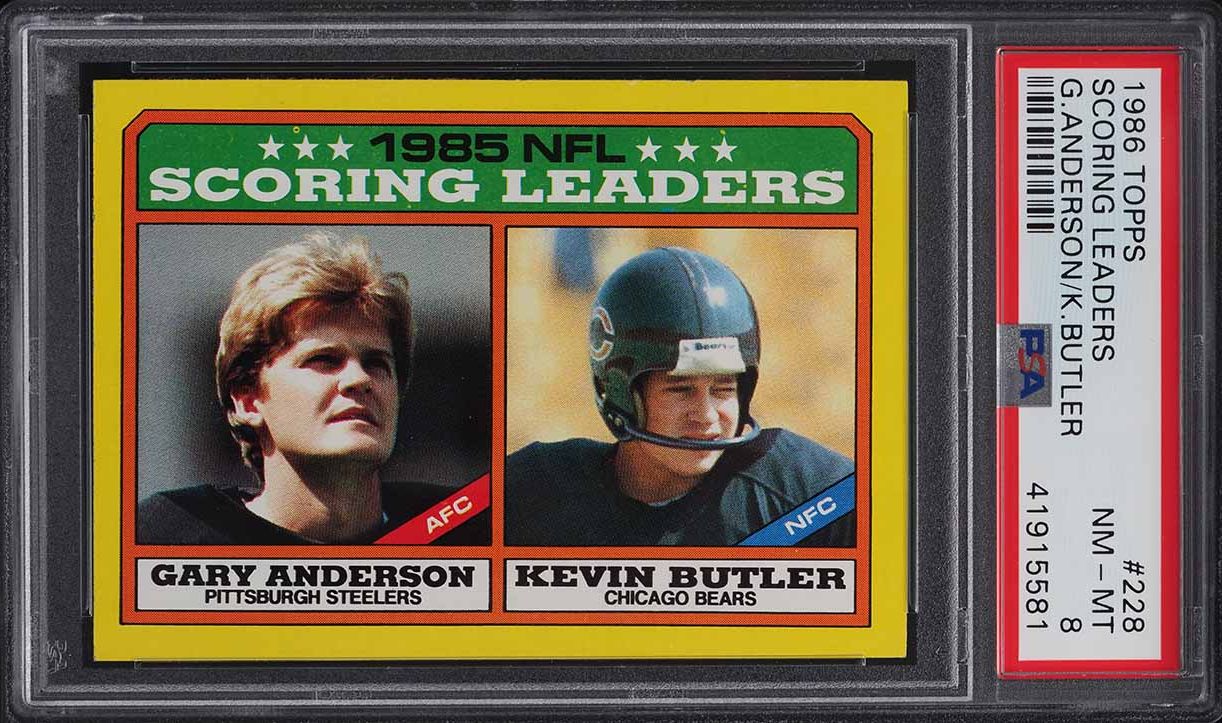 1986 Topps Football Gary Anderson Kevin Butler SCORING LDRS #228 PSA 8 NM-MT