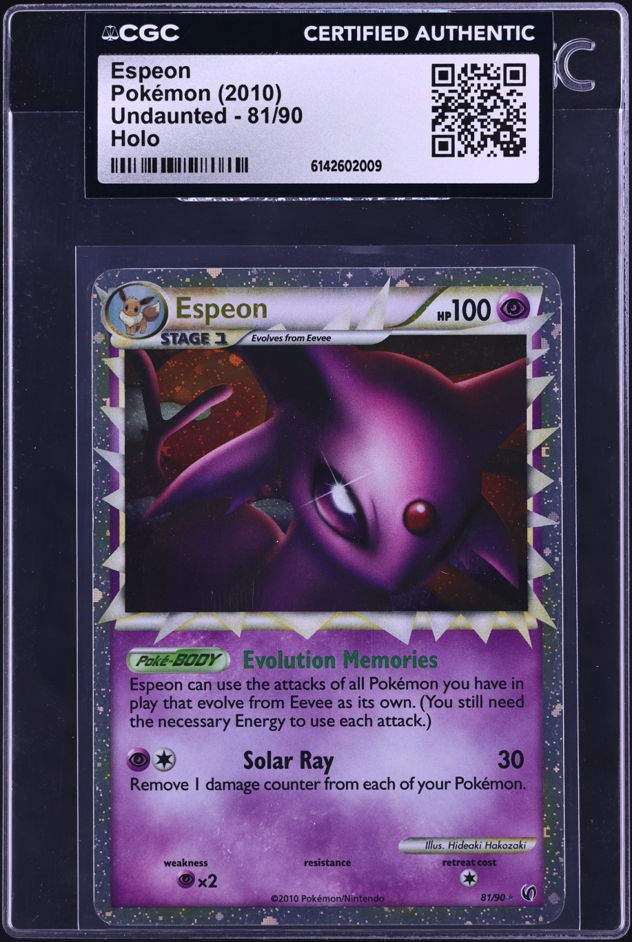 2010 Pokemon HeartGold & SoulSilver Undaunted Holo Espeon #81 CGC AUTH