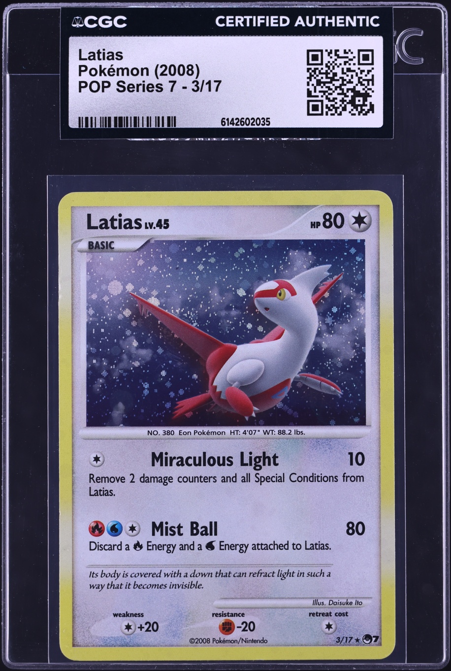 2008 Pokemon POP Series 7 Holo Latias #3 CGC AUTH