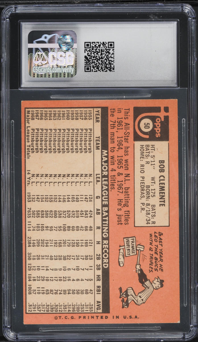 1969 Topps Roberto Clemente #50 CSG 4.5 VGEX+