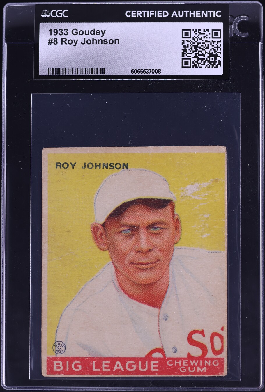 1933 Goudey Roy Johnson #8 CGC AUTH