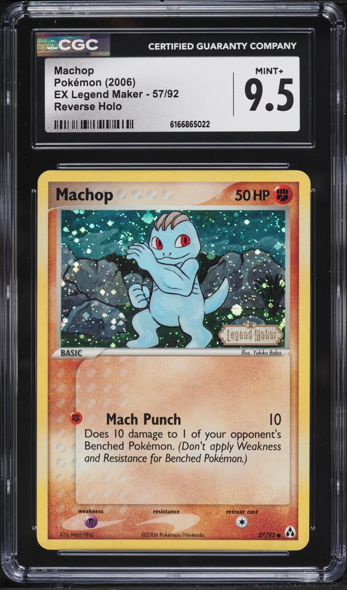 2006 Pokemon EX Legend Maker Reverse Holo Machop #57 CGC 9.5 MINT+
