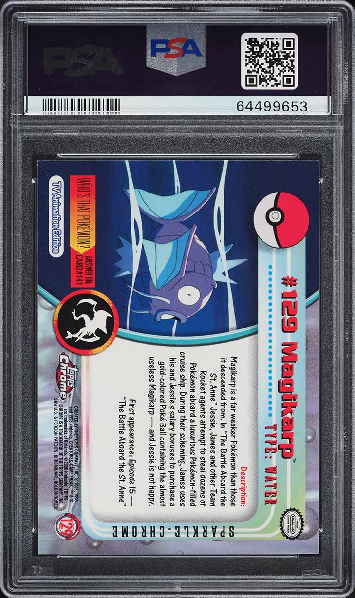 2000 Pokemon Topps Chrome Series 2 Sparkle Magikarp #129 PSA 10 GEM MINT