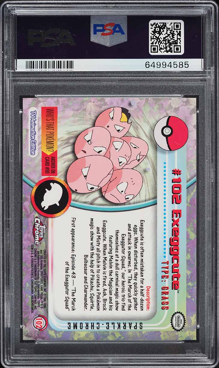 2000 Topps Pokemon Chrome Series 2 Sparkle Exeggcute #102 PSA 10 GEM MINT
