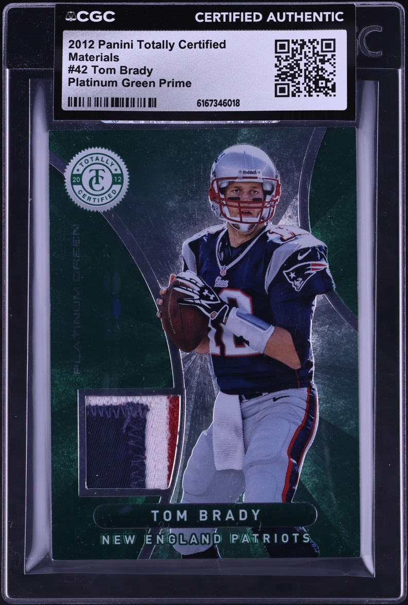 2012 Totally Certified Platinum Green Prime Tom Brady PATCH /5 #42 CGC ...