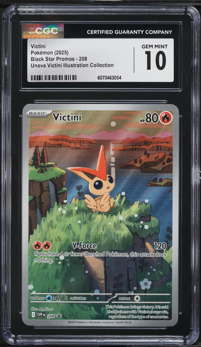 2025 Pokemon SV Black Star Promo Unova Illustration Victini #208 CGC 10 GEM MINT