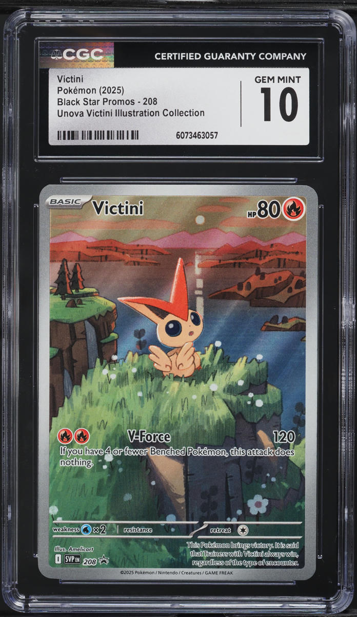 2025 Pokemon SV Black Star Promo Unova Illustration Victini #208 CGC 10 GEM MINT