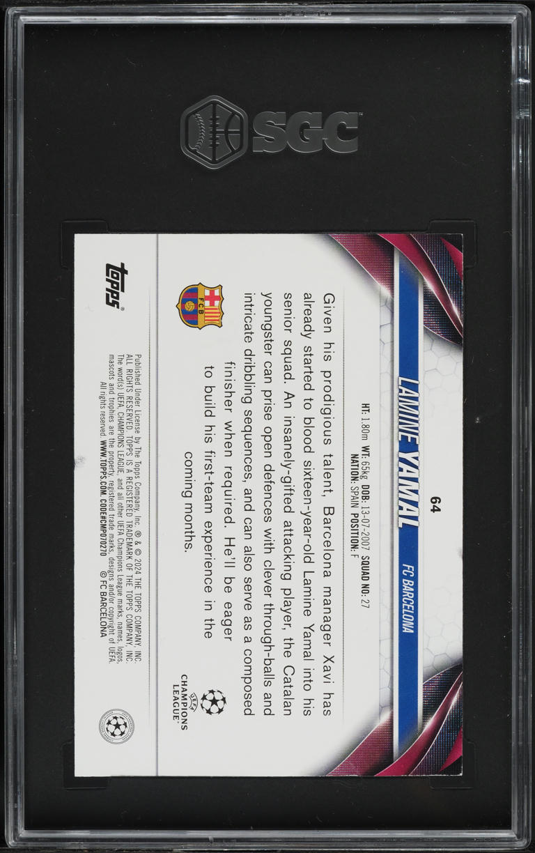 2023 Topps UEFA Club Competitions Lamine Yamal ROOKIE #64 SGC 9 MINT