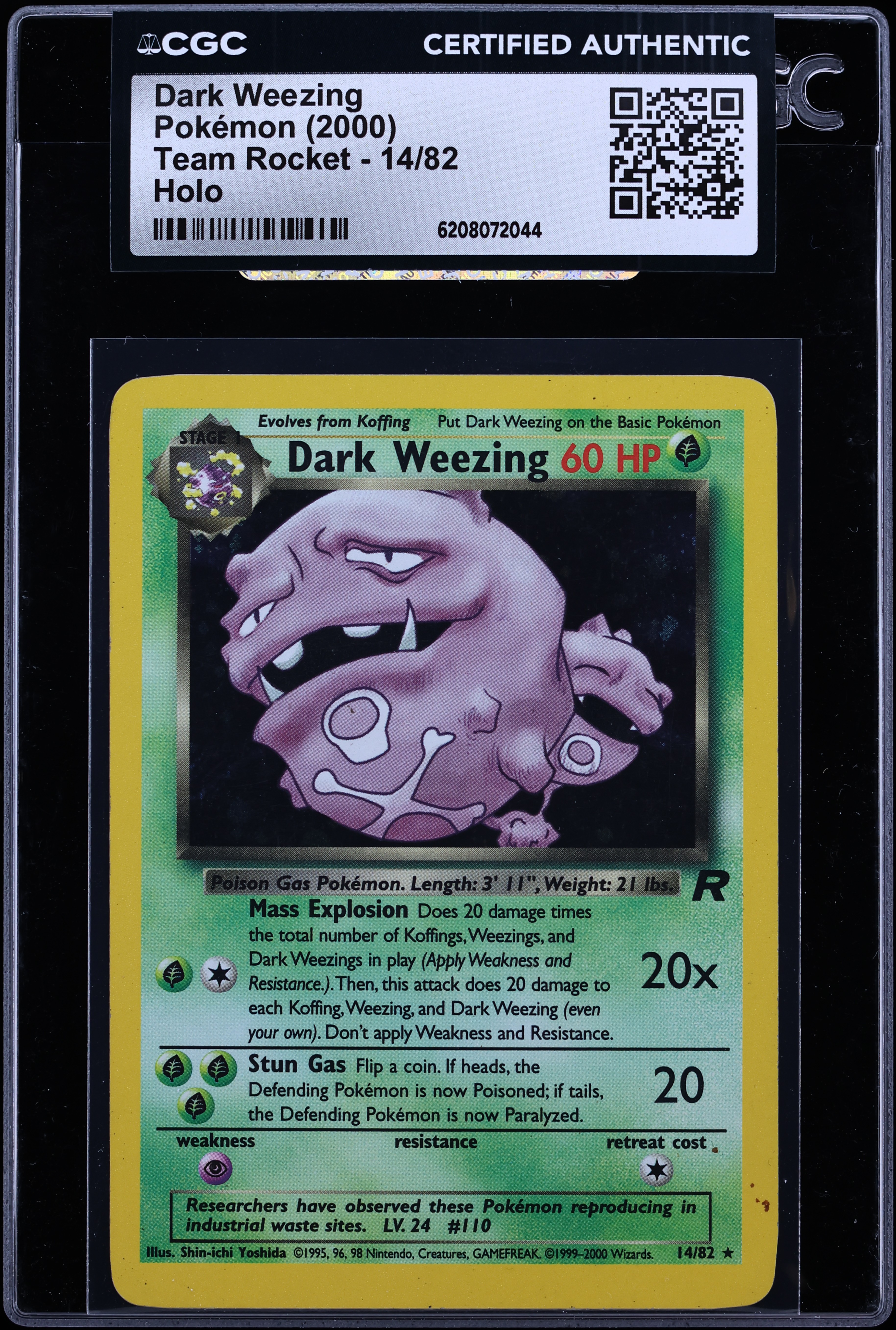2000 Pokemon Team Rocket Holo Dark Weezing #14 CGC AUTH