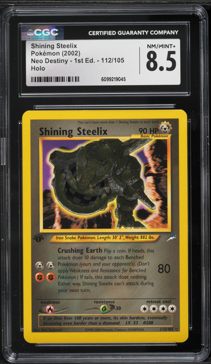 2002 Pokemon Neo Destiny 1st Edition Holo Shining Steelix #112 CGC 8.5 NM-MT+