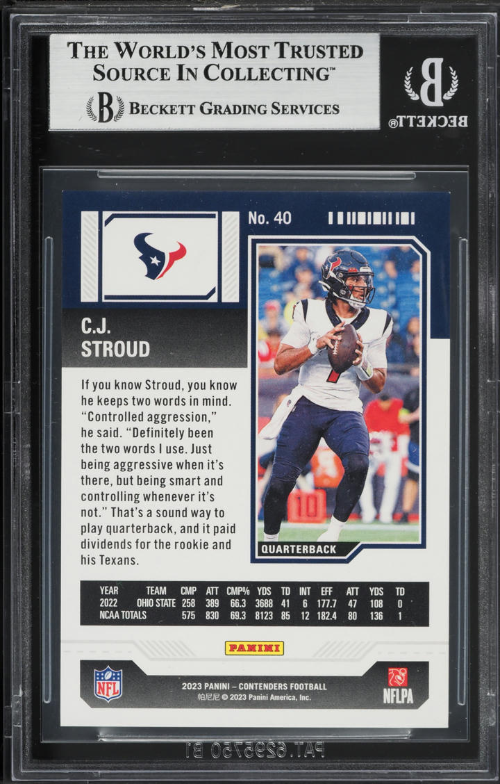 2023 Panini Contenders Game Ticket Red C.J. Stroud ROOKIE #40 BGS 9 MINT