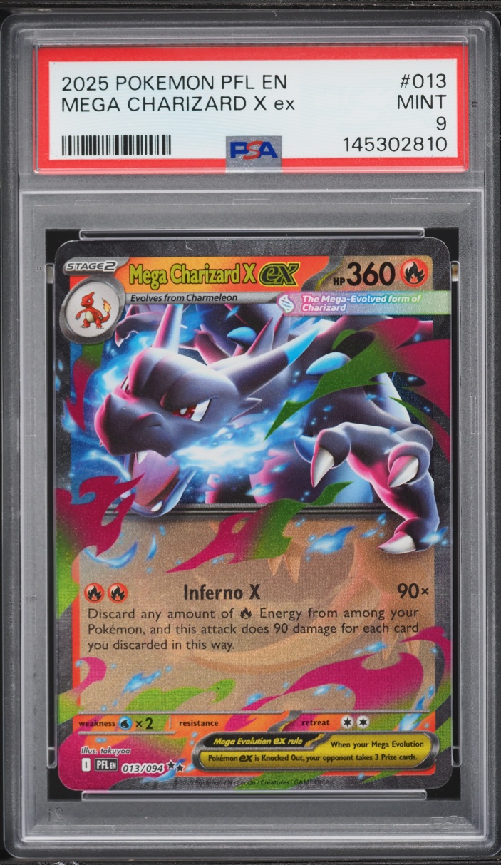 2025 Pokemon Mega Phantasmal Flames Holo Mega Charizard X ex #13 PSA 9 MINT