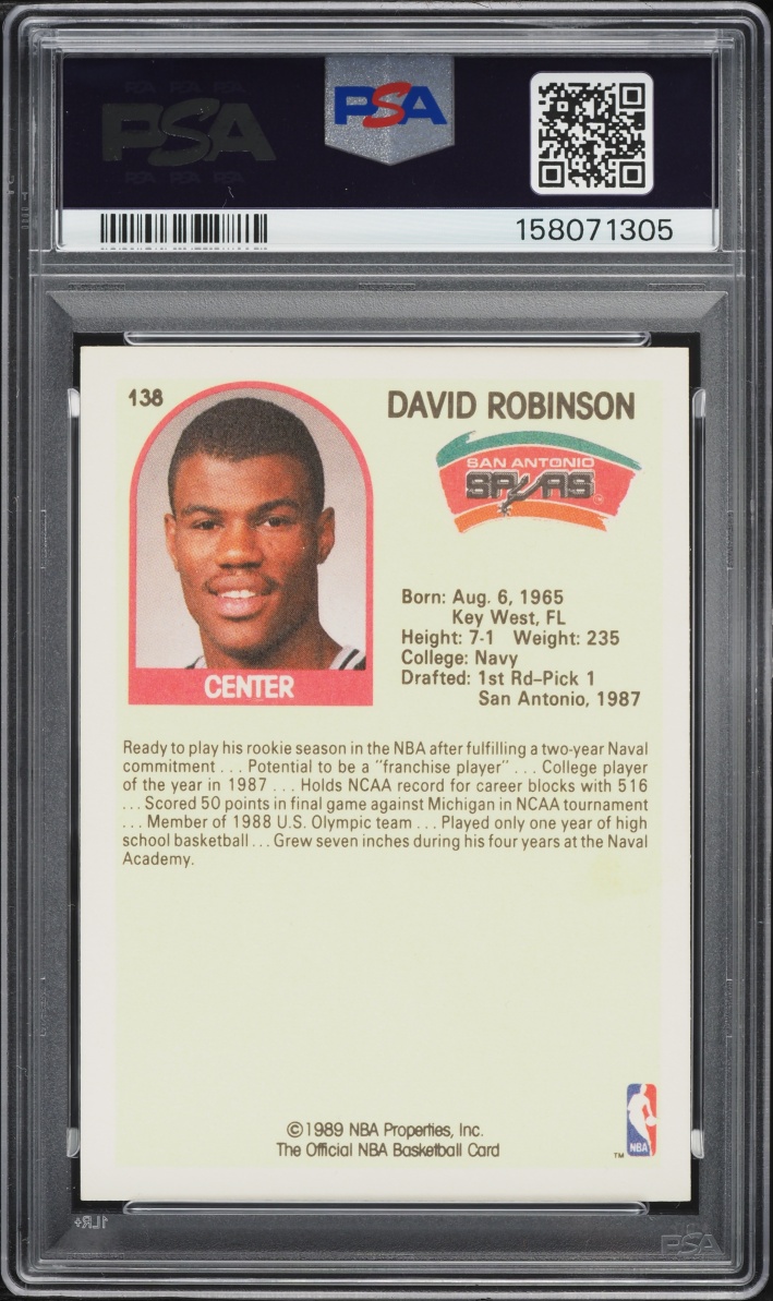 1989 Hoops David Robinson ROOKIE #138 PSA 5 EX
