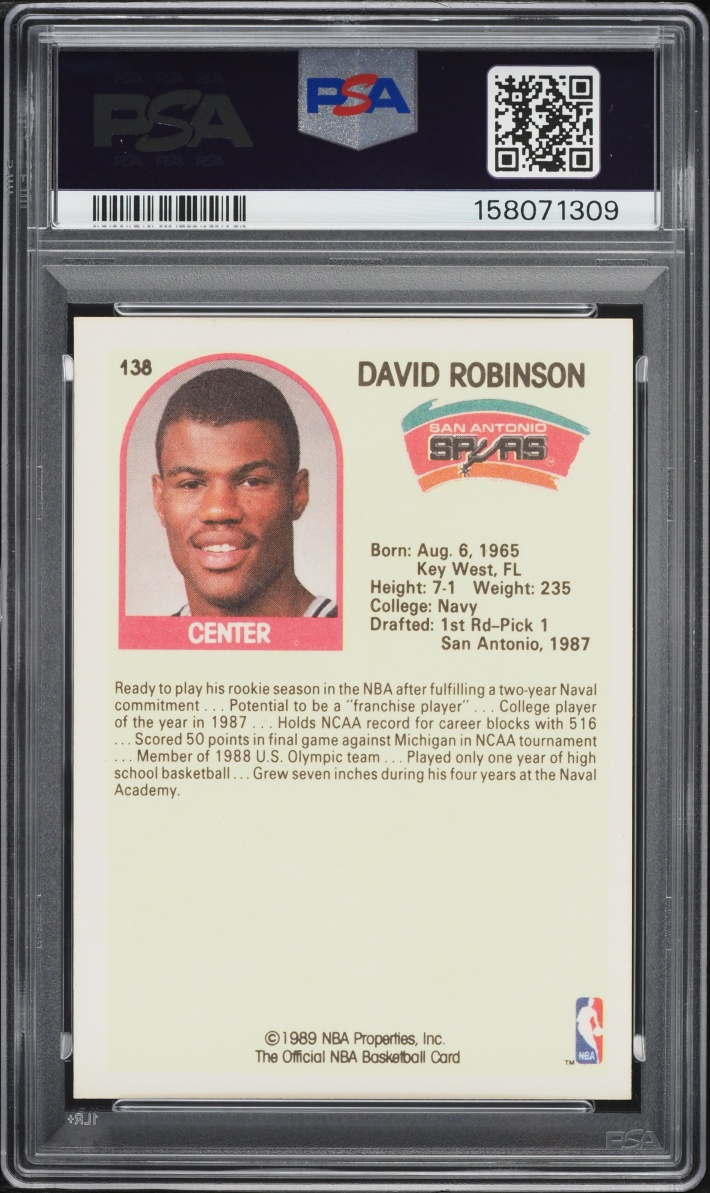 1989 Hoops David Robinson ROOKIE #138 PSA 5 EX