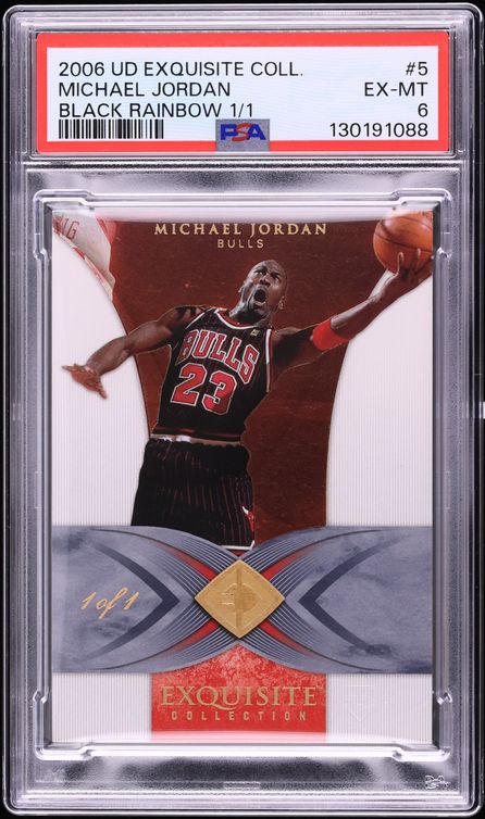 2006 Exquisite Collection Black Rainbow Michael Jordan 1/1 #5 PSA 6 EXMT