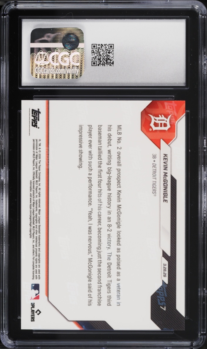 2026 Topps Now Kevin McGonigle ROOKIE #7 CGC 9.5 MINT+
