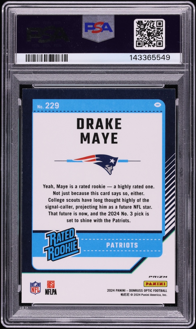 2024 Donruss Optic Red Hyper Drake Maye ROOKIE #229 PSA 10 GEM MINT