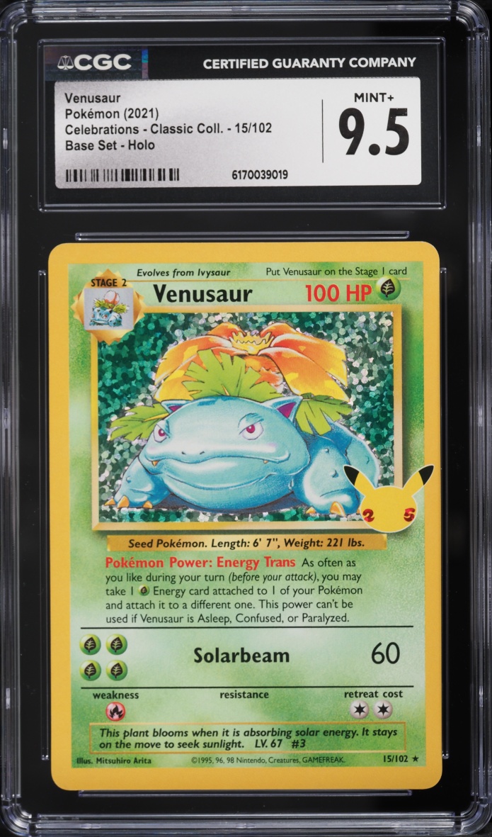 2021 Pokemon Sword & Shield Celebrations Classic Collection Holo Venusaur #15 CGC 9.5 MINT+
