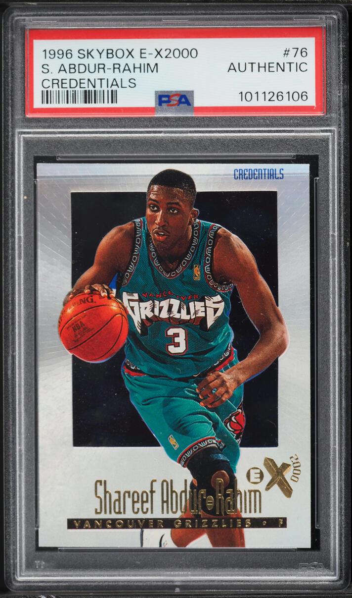 1996 Skybox E-X2000 Credentials Shareef Abdur-Rahim ROOKIE /499 #76 PSA AUTH - Photo 1
