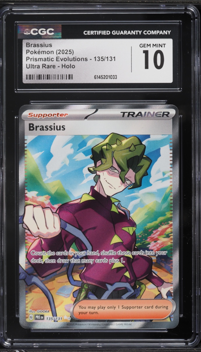 2025 Pokemon Scarlet & Violet Prismatic Evolutions Full Art Brassius #135 CGC 10 GEM MINT
