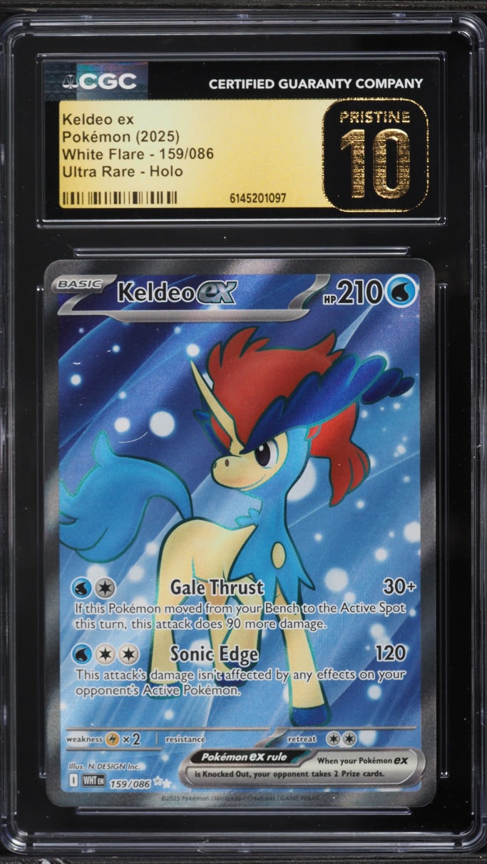 2025 Pokemon Scarlet & Violet White Flare Full Art Keldeo Ex #159 CGC 10 PRISTINE