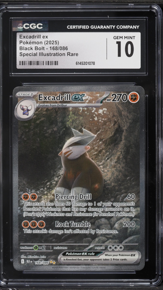 2025 Pokemon Scarlet & Violet Black Bolt SIR Excadrill ex #168 CGC 10 GEM MINT