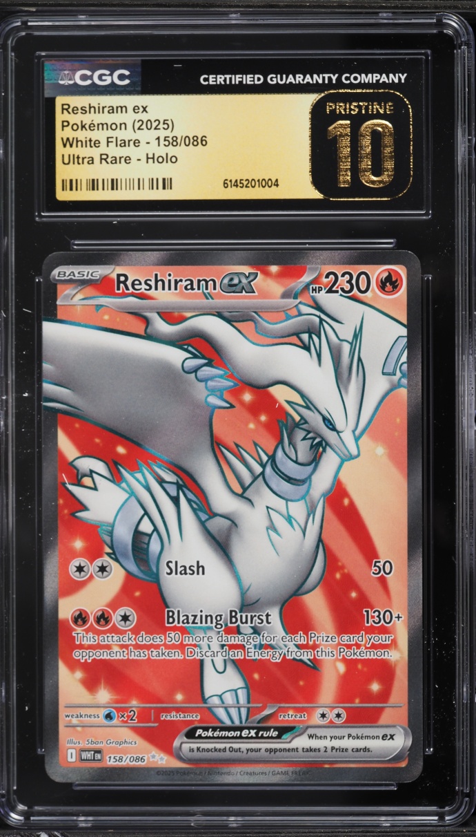 2025 Pokemon Scarlet & Violet White Flare Full Art Reshiram Ex #158 CGC 10 PRISTINE