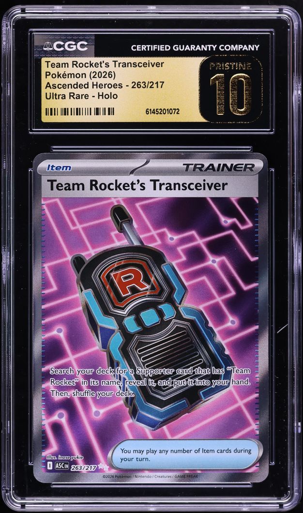 2026 Pokemon Mega Ascended Heroes Full Art Team Rocket's Transceiver #263 CGC 10 PRISTINE