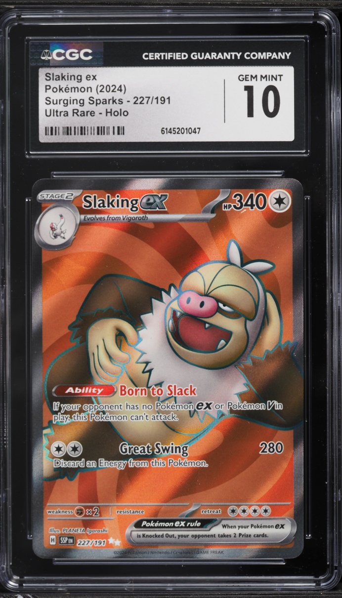 2024 Pokemon Scarlet & Violet Surging Sparks Full Art Slaking ex #227 CGC 10 GEM MINT
