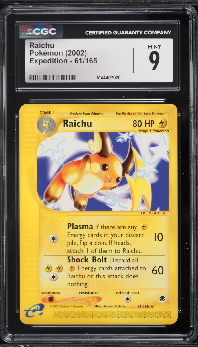 2002 Pokemon Expedition Raichu #61 CGC 9 MINT
