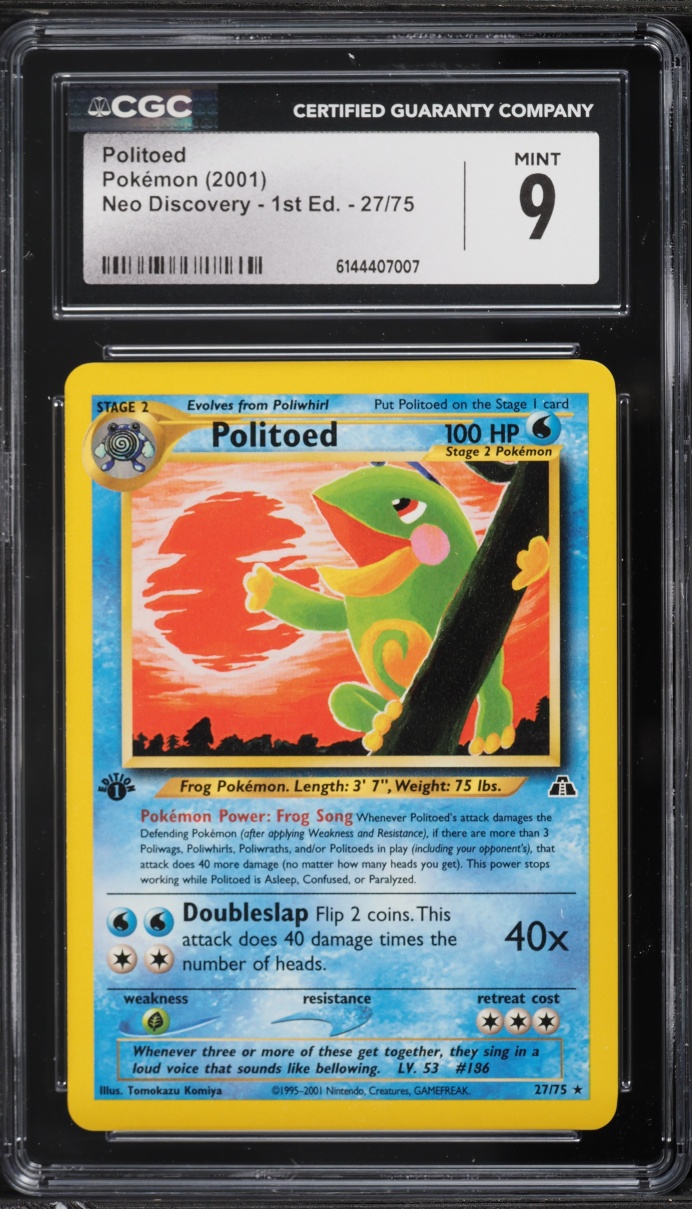 2001 Pokemon Neo Discovery 1st Edition Politoed #27 CGC 9 MINT