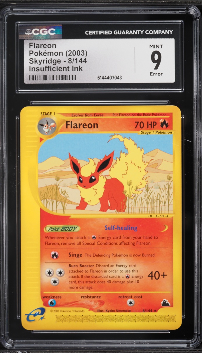 2003 Pokemon Skyridge Error Flareon #8 CGC 9 MINT