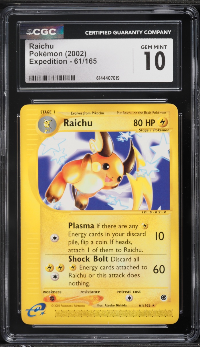 2002 Pokemon Expedition Raichu #61 CGC 10 GEM MINT