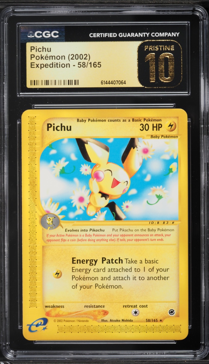 2002 Pokemon Expedition Pichu #58 CGC 10 PRISTINE