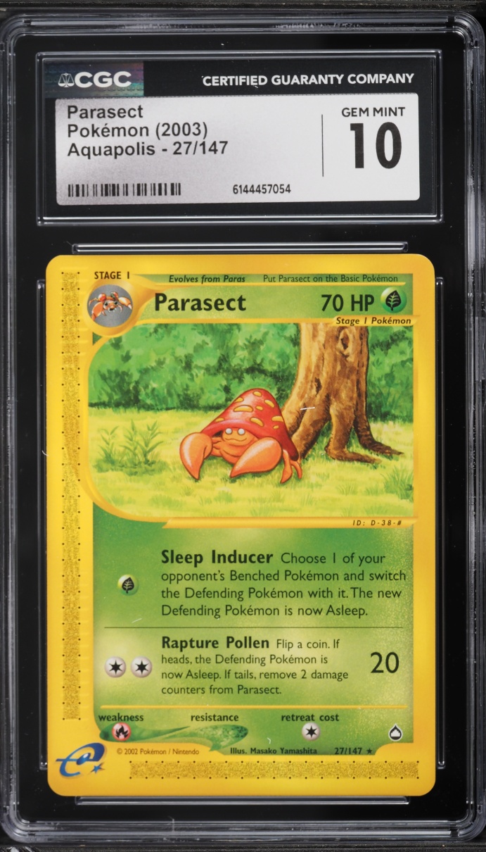 2003 Pokemon Aquapolis Parasect #27 CGC 10 GEM MINT