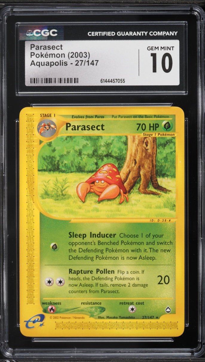 2003 Pokemon Aquapolis Parasect #27 CGC 10 GEM MINT