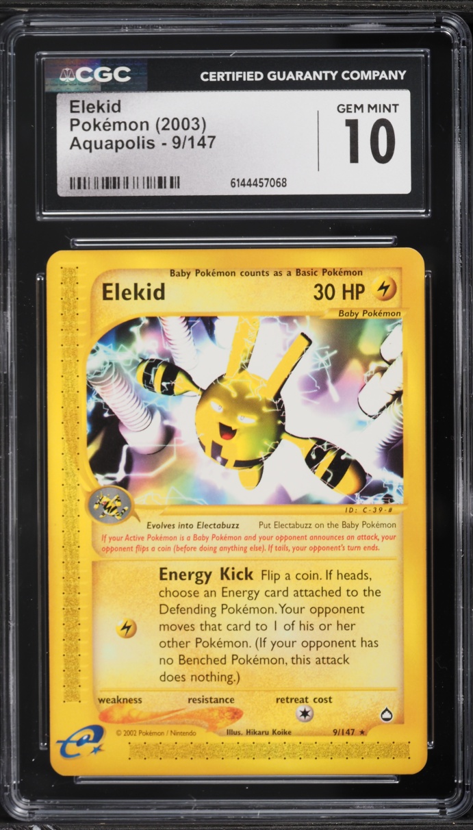 2003 Pokemon Aquapolis Elekid #9 CGC 10 GEM MINT