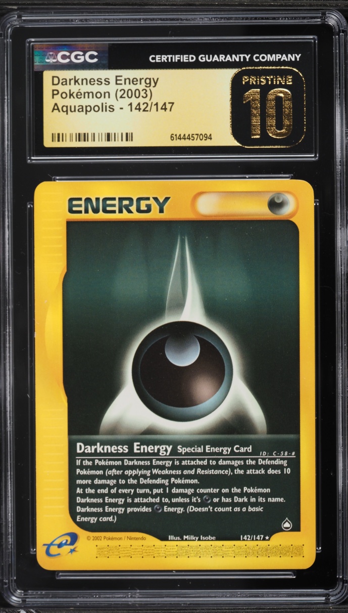 2003 Pokemon Aquapolis Darkness Energy #142 CGC 10 PRISTINE