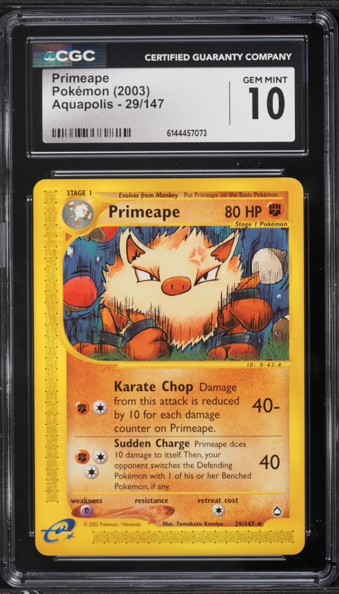 2003 Pokemon Aquapolis Primeape #29 CGC 10 GEM MINT