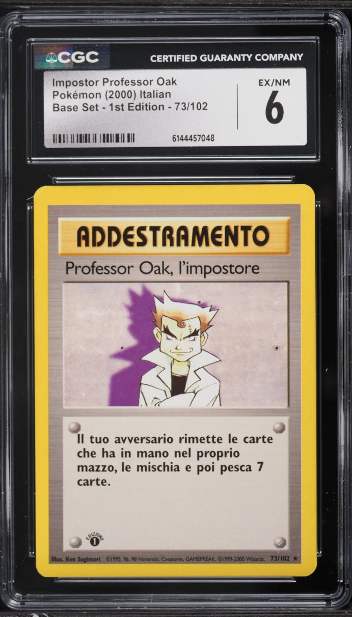 2000 Pokemon Italian Base Set 1st Edition Impostor Professor Oak #73 CGC 6 EXMT