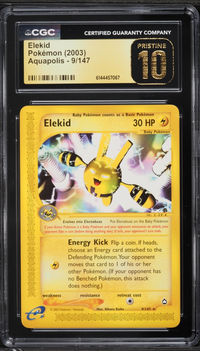 2003 Pokemon Aquapolis Elekid #9 CGC 10 PRISTINE