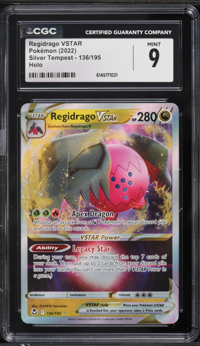 2022 Pokemon Sword & Shield Silver Tempest Holo Regidrago VSTAR #136 CGC 9 MINT