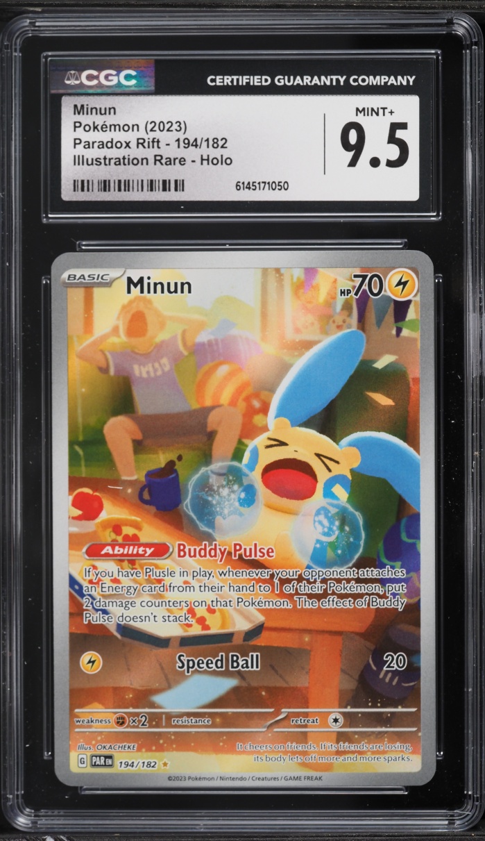 2023 Pokemon Scarlet & Violet Paradox Rift IR Minun #194 CGC 9.5 MINT+
