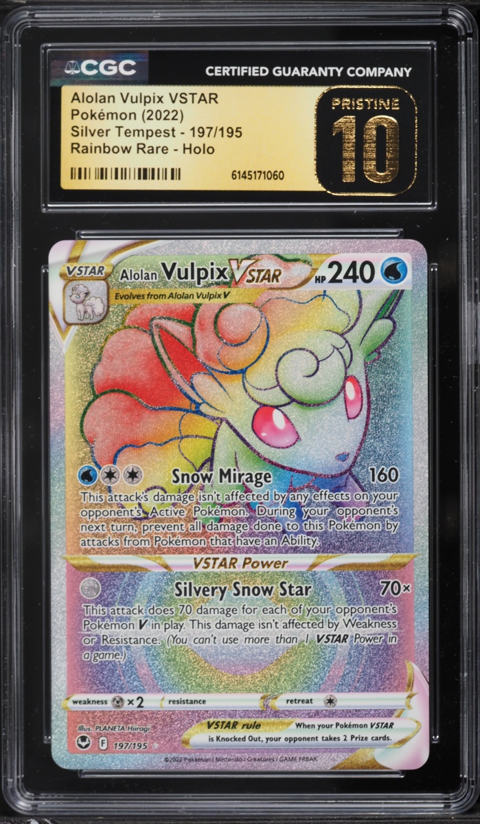 2022 Pokemon SWSH Silver Tempest Rainbow Rare Alolan Vulpix VSTAR #197 CGC 10 PRISTINE