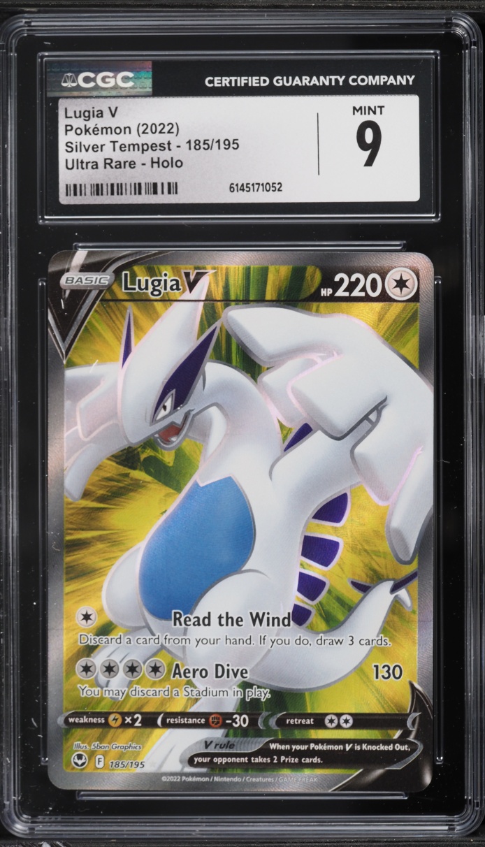 2022 Pokemon Sword & Shield Silver Tempest Full Art Lugia V #185 CGC 9 MINT