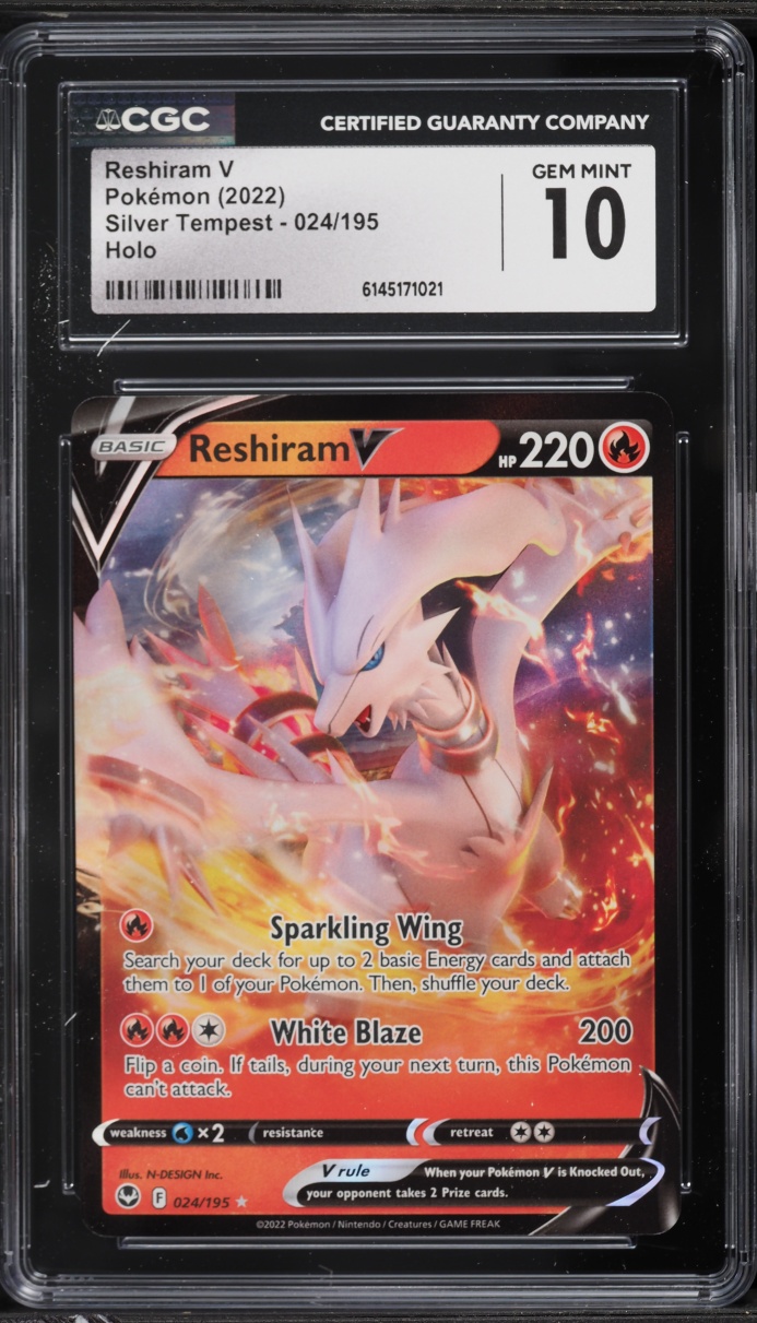 2022 Pokemon Sword & Shield Silver Tempest Reshiram V #24 CGC 10 GEM MINT