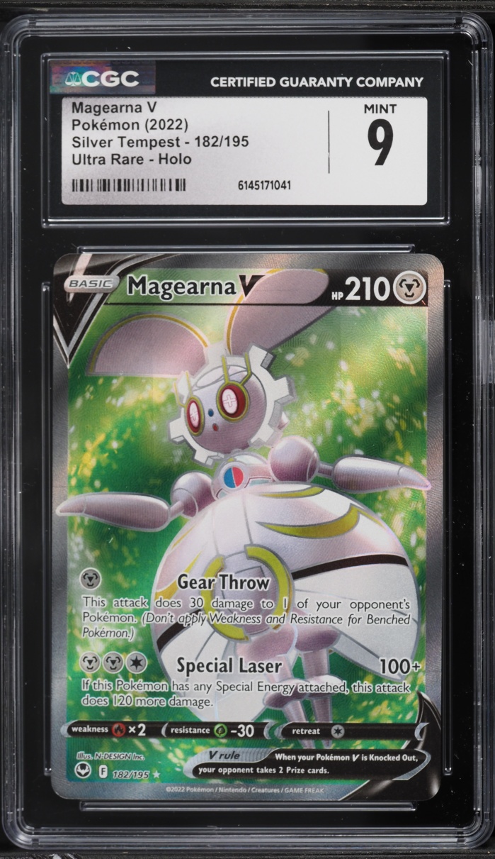 2022 Pokemon Sword & Shield Silver Tempest Full Art Magearna V #182 CGC 9 MINT