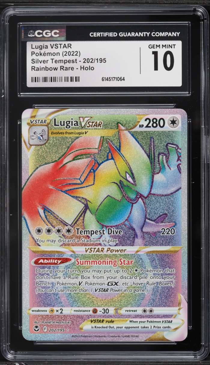 2022 Pokemon Sword & Shield Silver Tempest Rainbow Rare Lugia VSTAR #202 CGC 10 GEM MINT